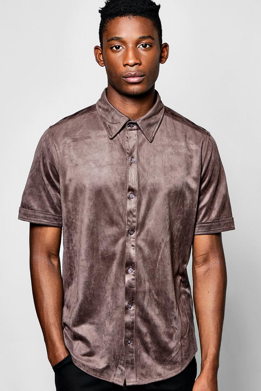 Short Sleeve Faux Suede Shirt image number 1