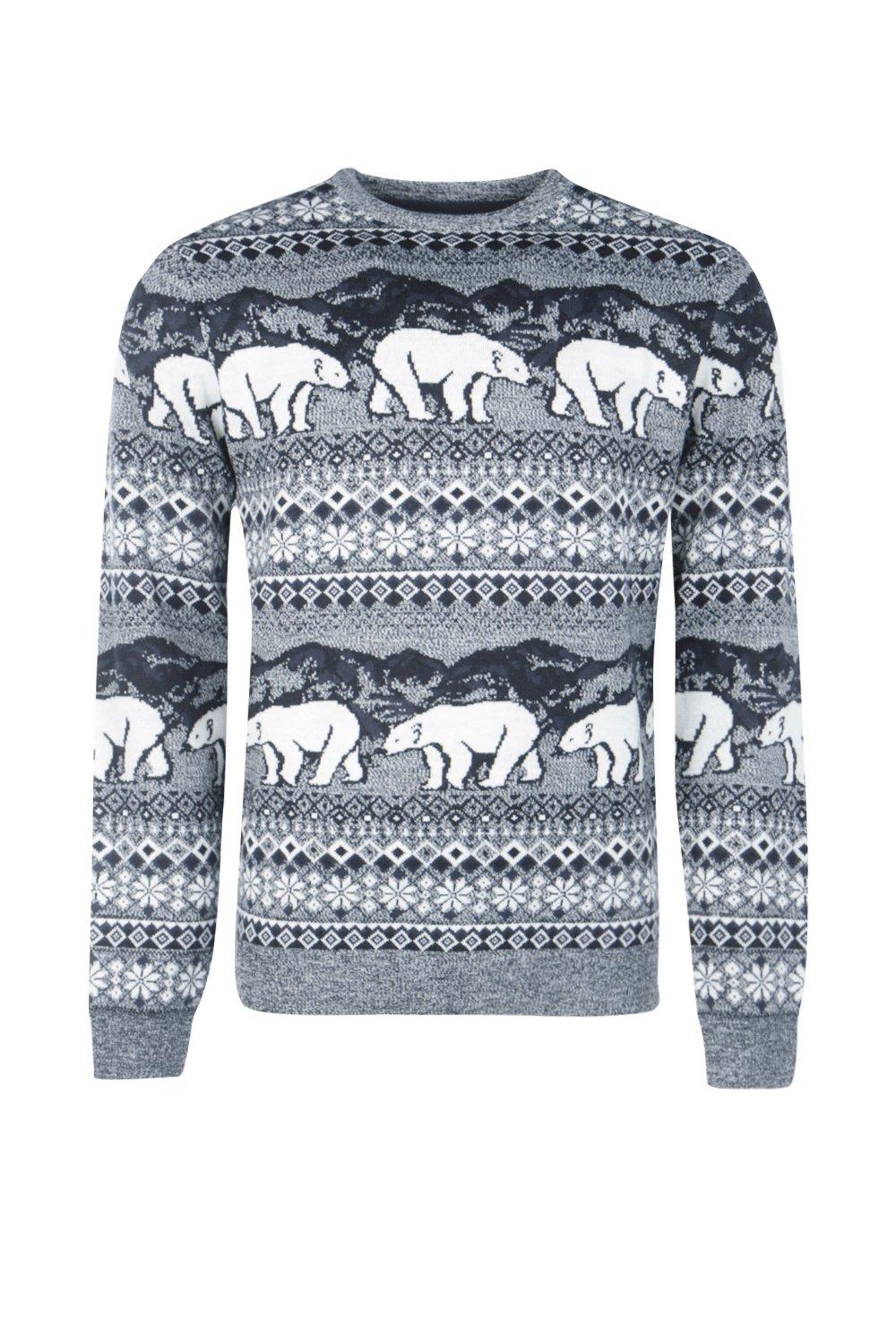 Christmas Polar Bear Fairisle Jumper In Navy