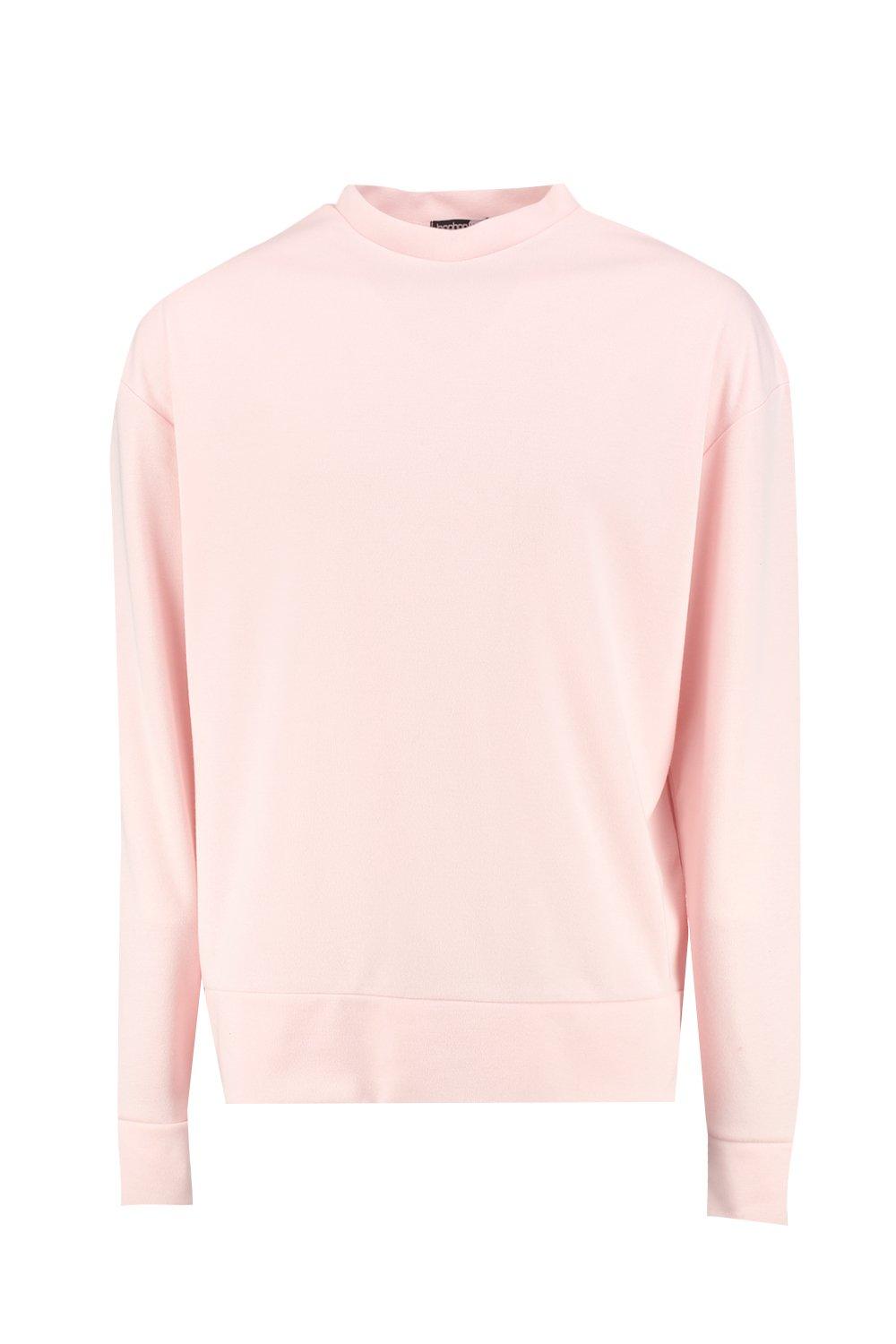 Pink Drop Shoulder Ribbed Trim Oversized Sweatshirt – KesleyBoutique