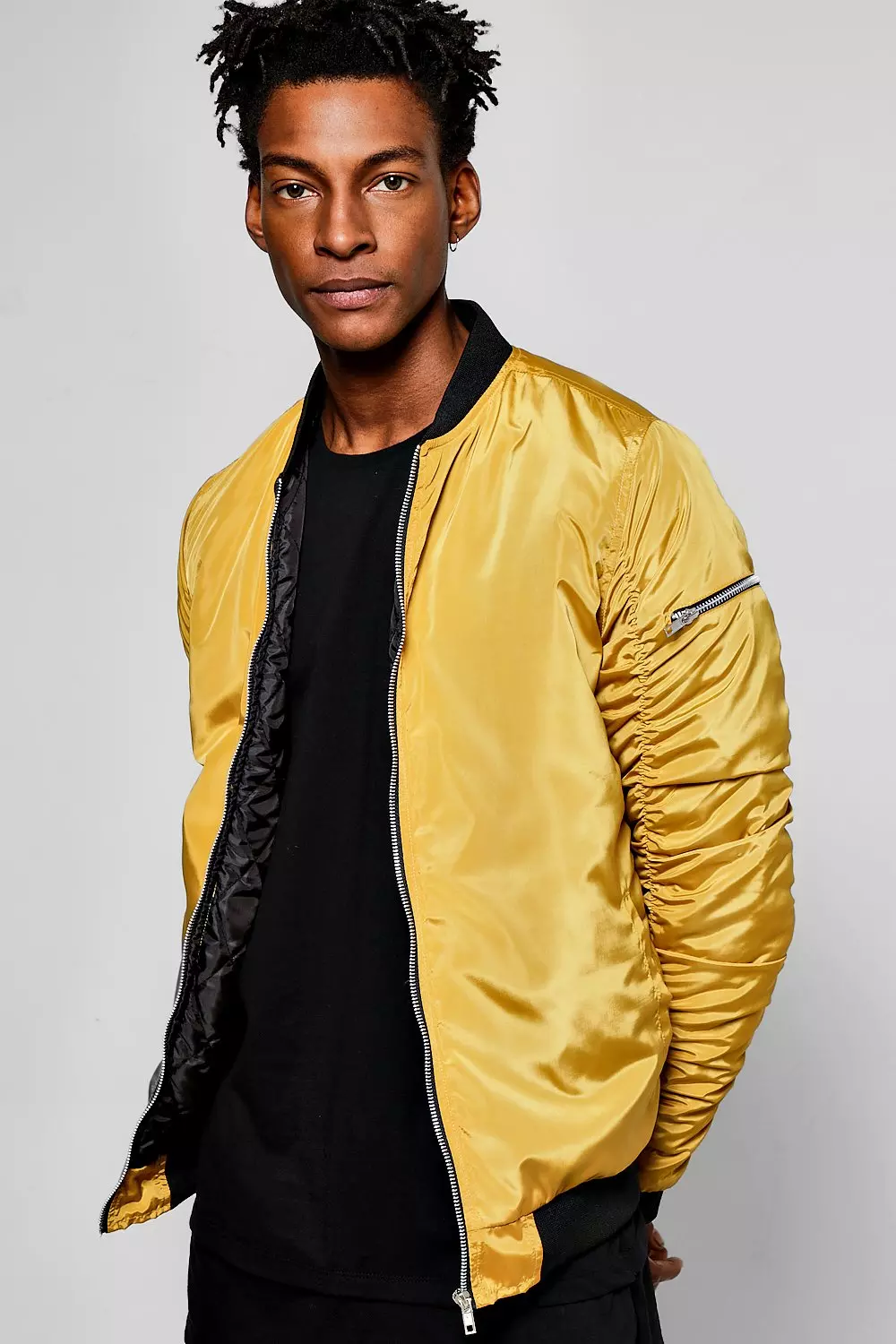 Mustard MA1 Bomber Jacket With Ruched Back