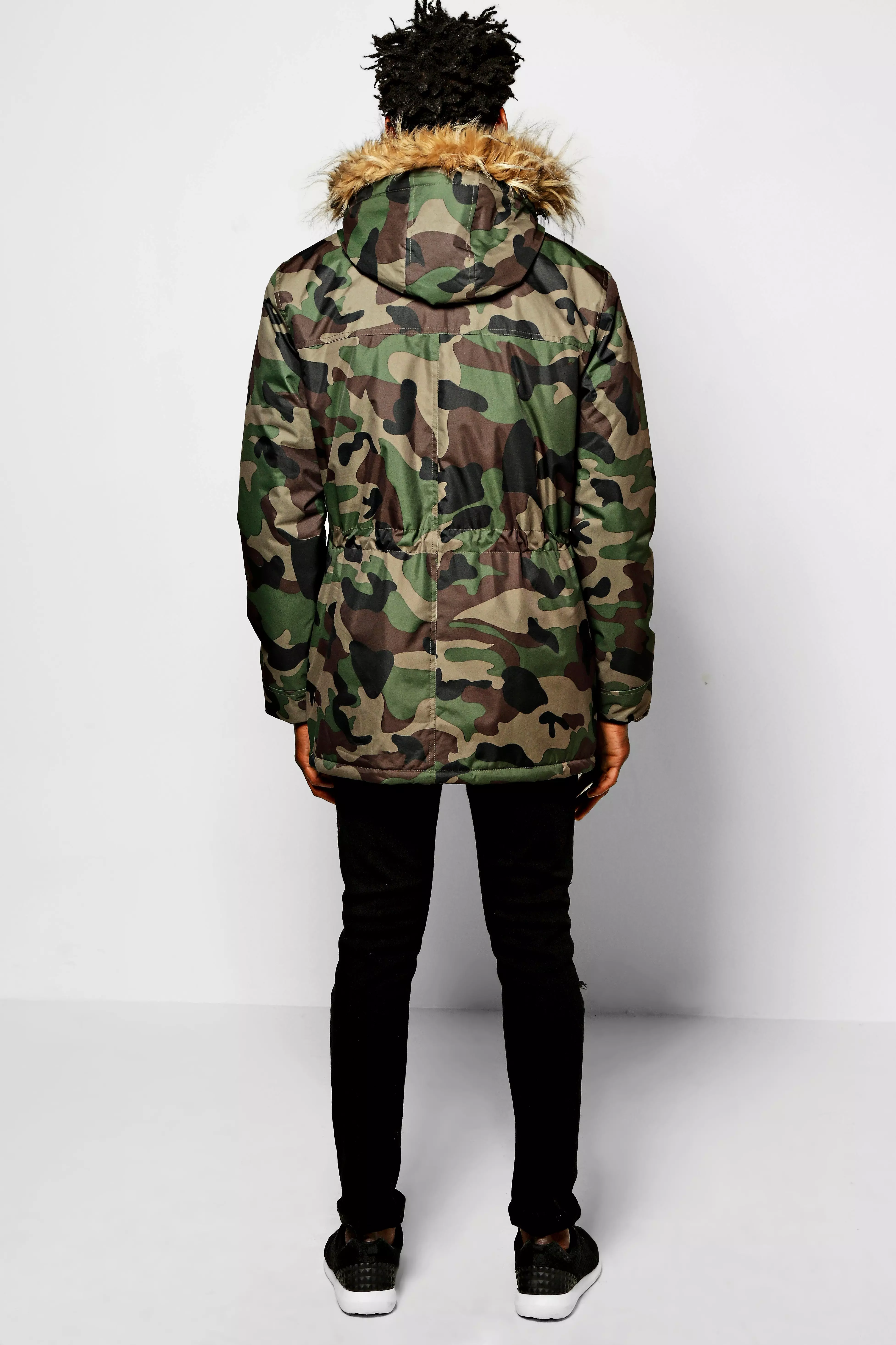 Camo jacket with fur hood best sale