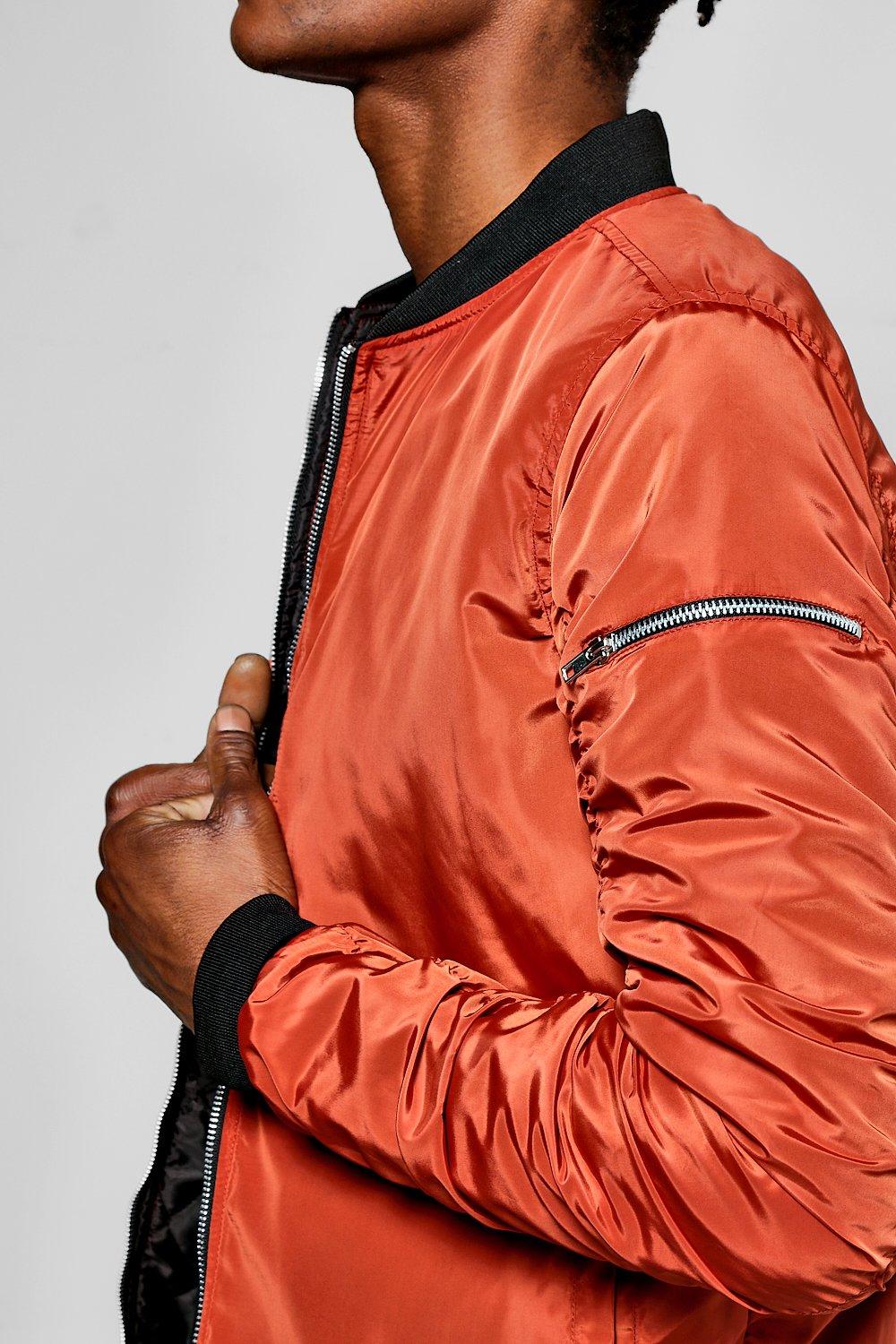 Orange bomber jacket on sale mens