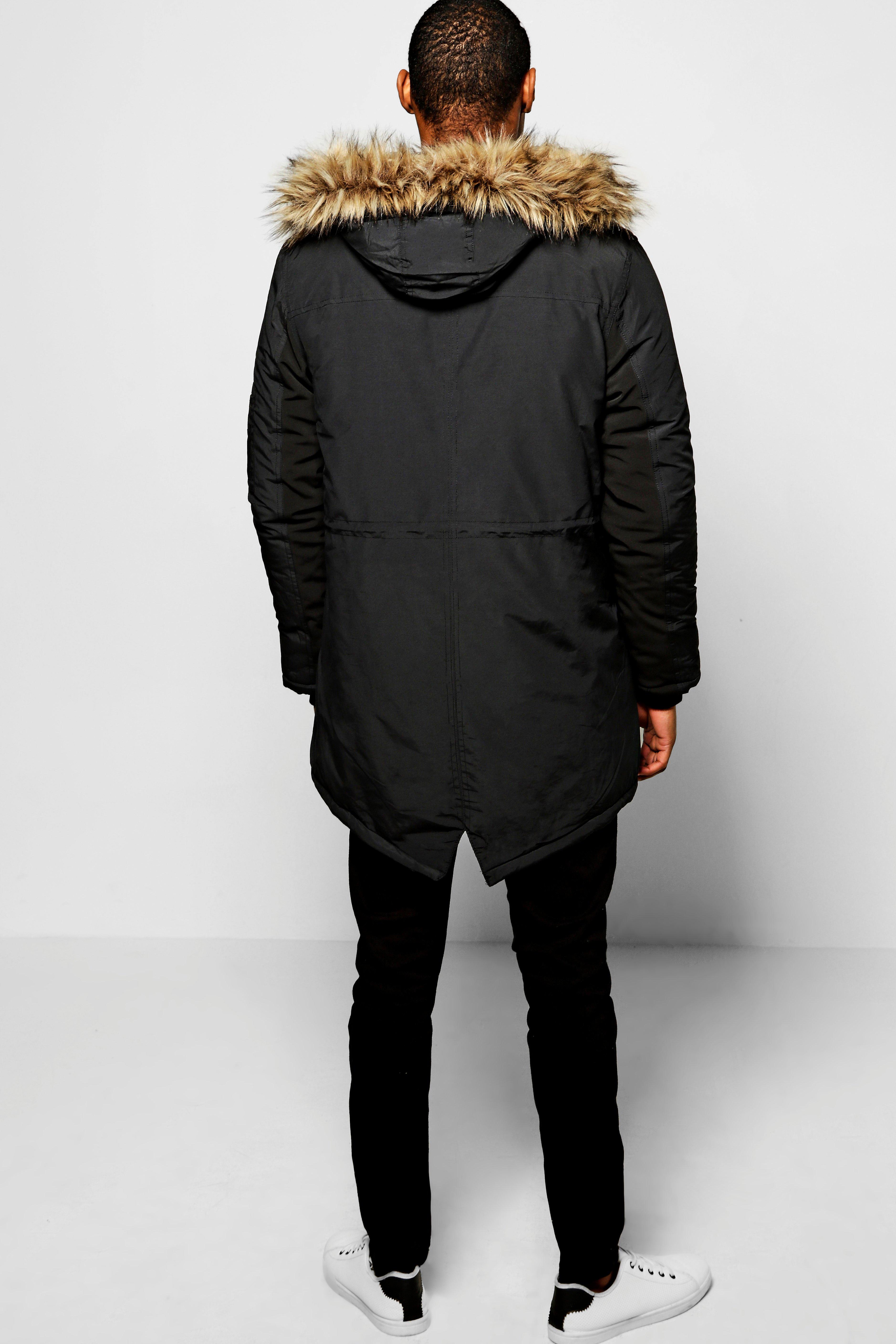 Mens fishtail parka shop with fur hood