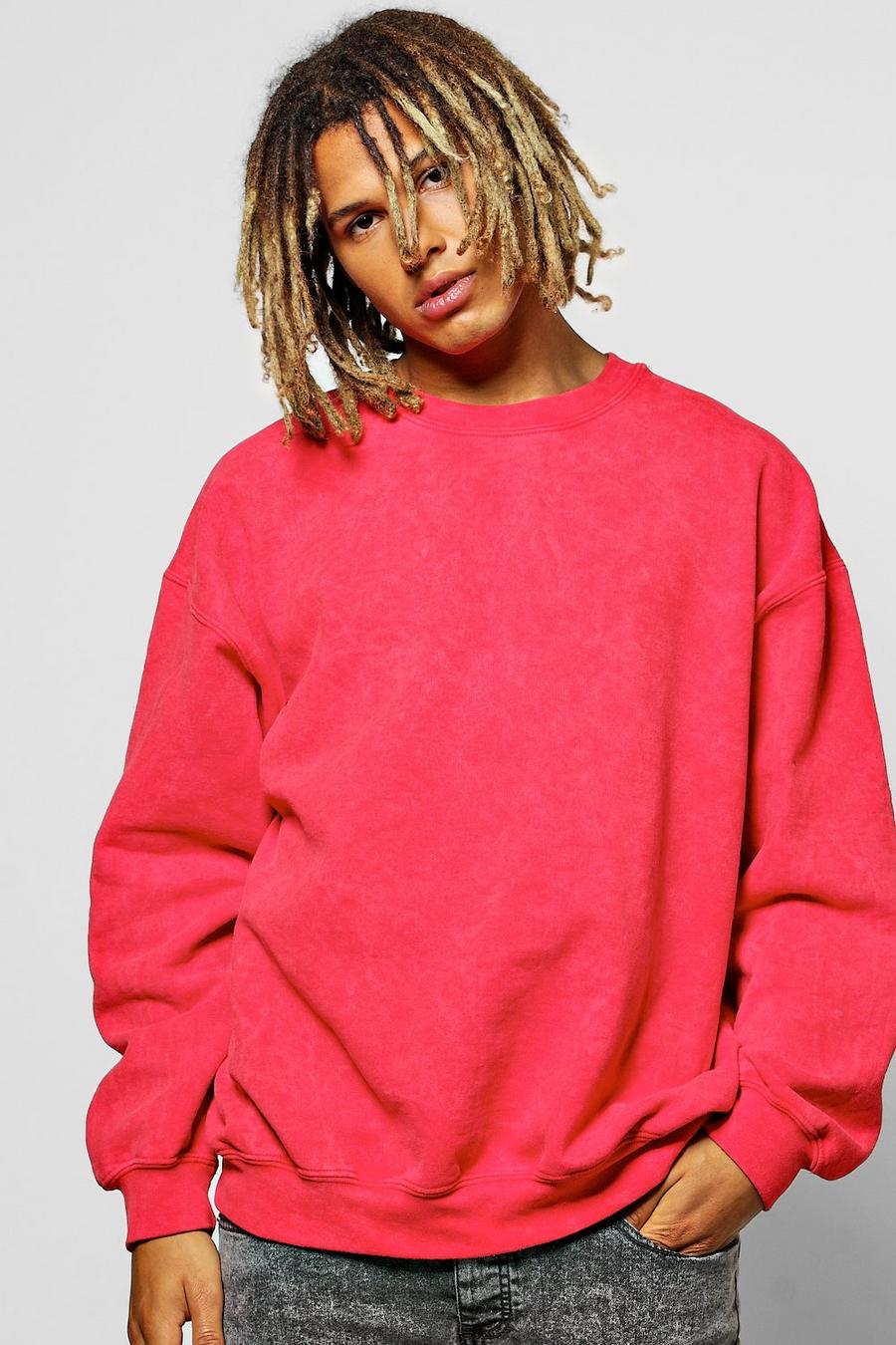 suéter extragrande con lavado ácido, Rosa image number 1
