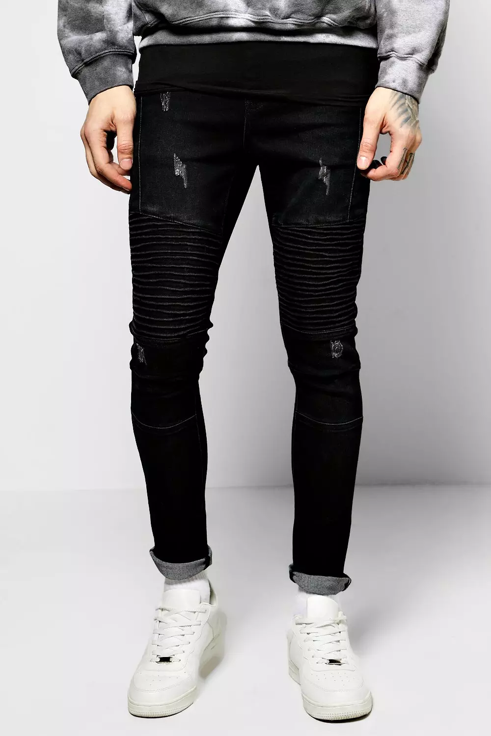 SOMEDAYS LOVIN REVOLVE Black selling Zip Moto Ribbed Ankle Coated Skinny Denim Jeans 26