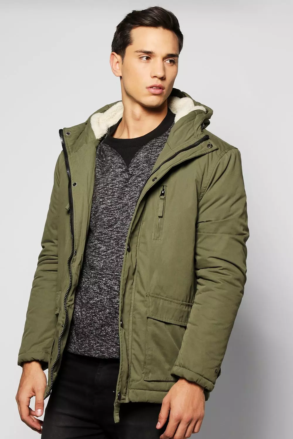 Borg lined shop parka mens