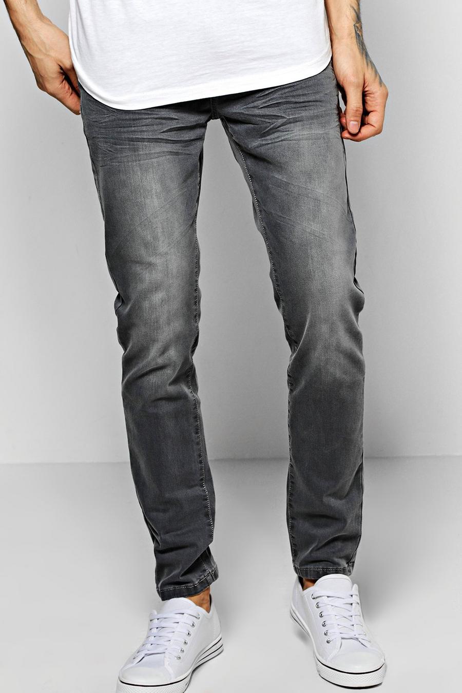 Skinny Fit Stone Washed Grey Fashion Jeans image number 1