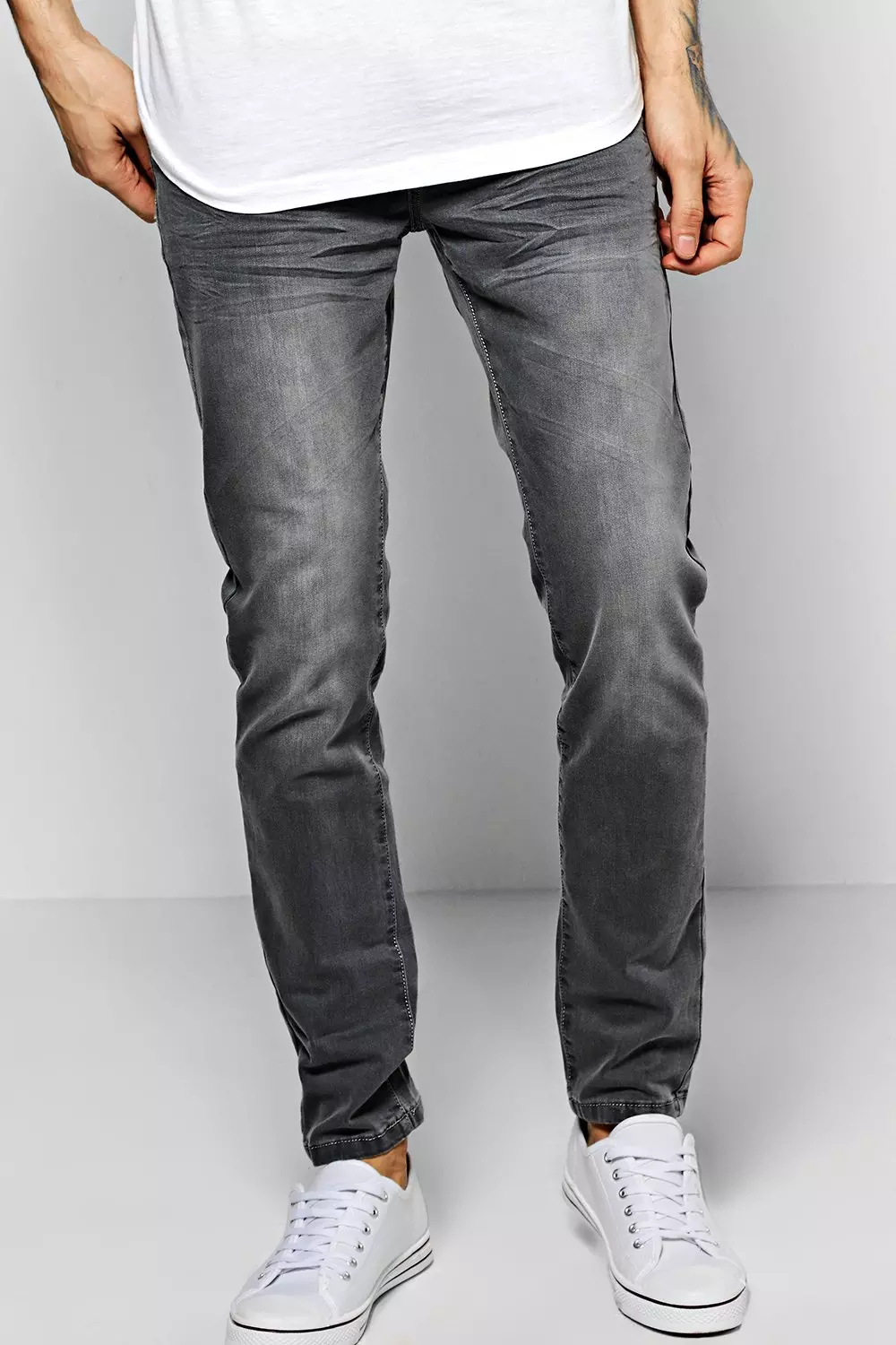 Washed grey hot sale jeans