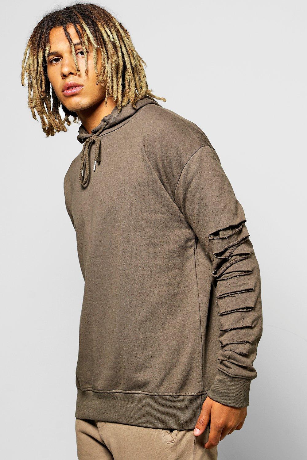 oversized destroyed faux layer hoodie boohoo