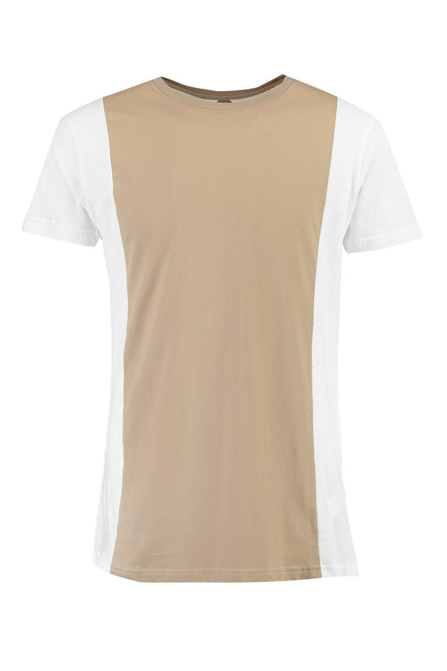 Länger geschnittenes T-Shirt mit Einsätzen, Taupe beige image number 1