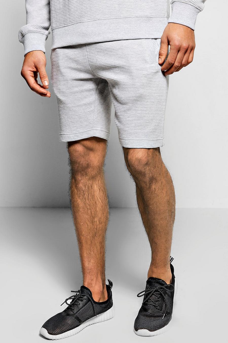 Gerippte Shorts aus Jersey, Grau grey image number 1