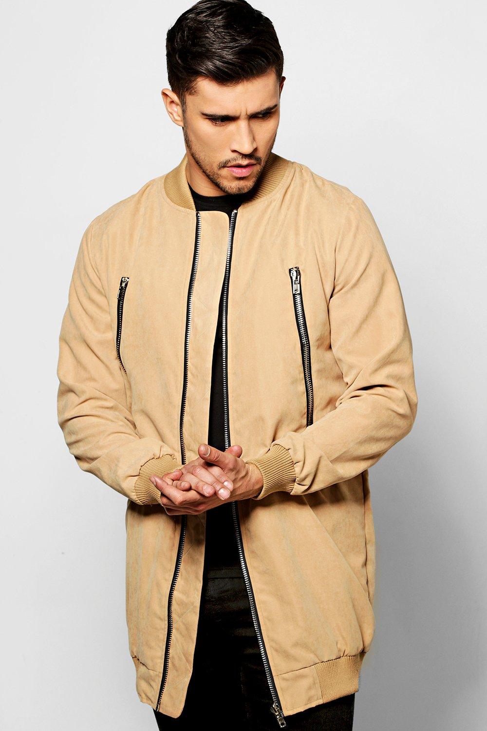 Smart Woven Zipped Longline Bomber Jacket