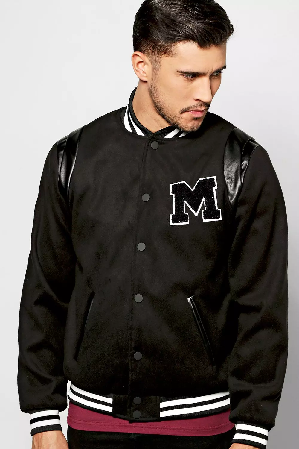 Melton Varsity Jacket With Chest Badge