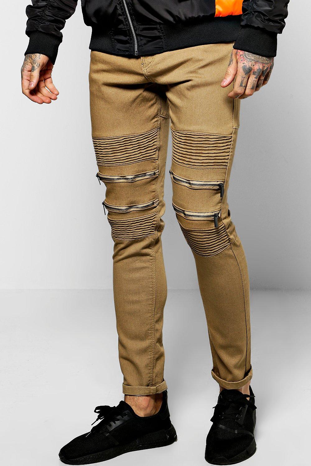 tan biker jeans