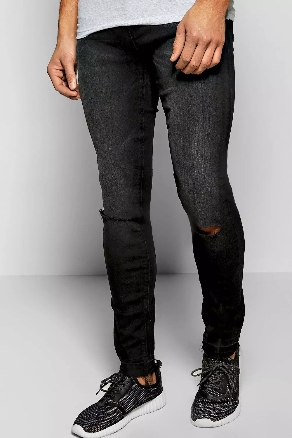 Black cuff hot sale jeans