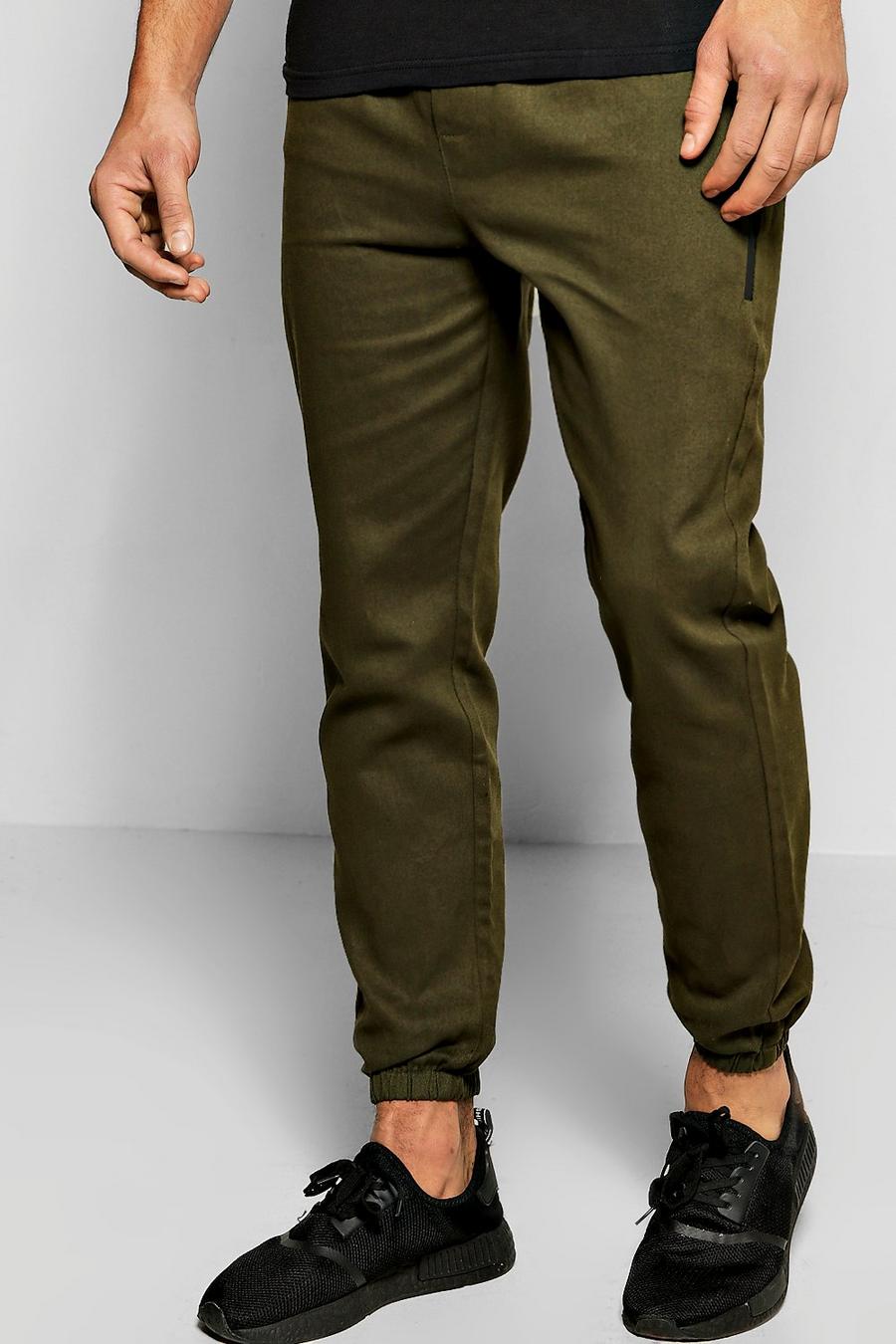 pantalones chinos ajustados de sarga y algodón con bajo de puño image number 1