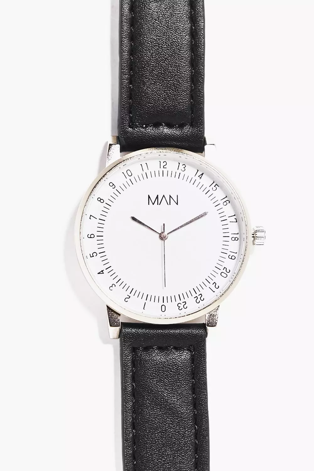Black Minimalist Circular Watch With PU Strap alternative image
