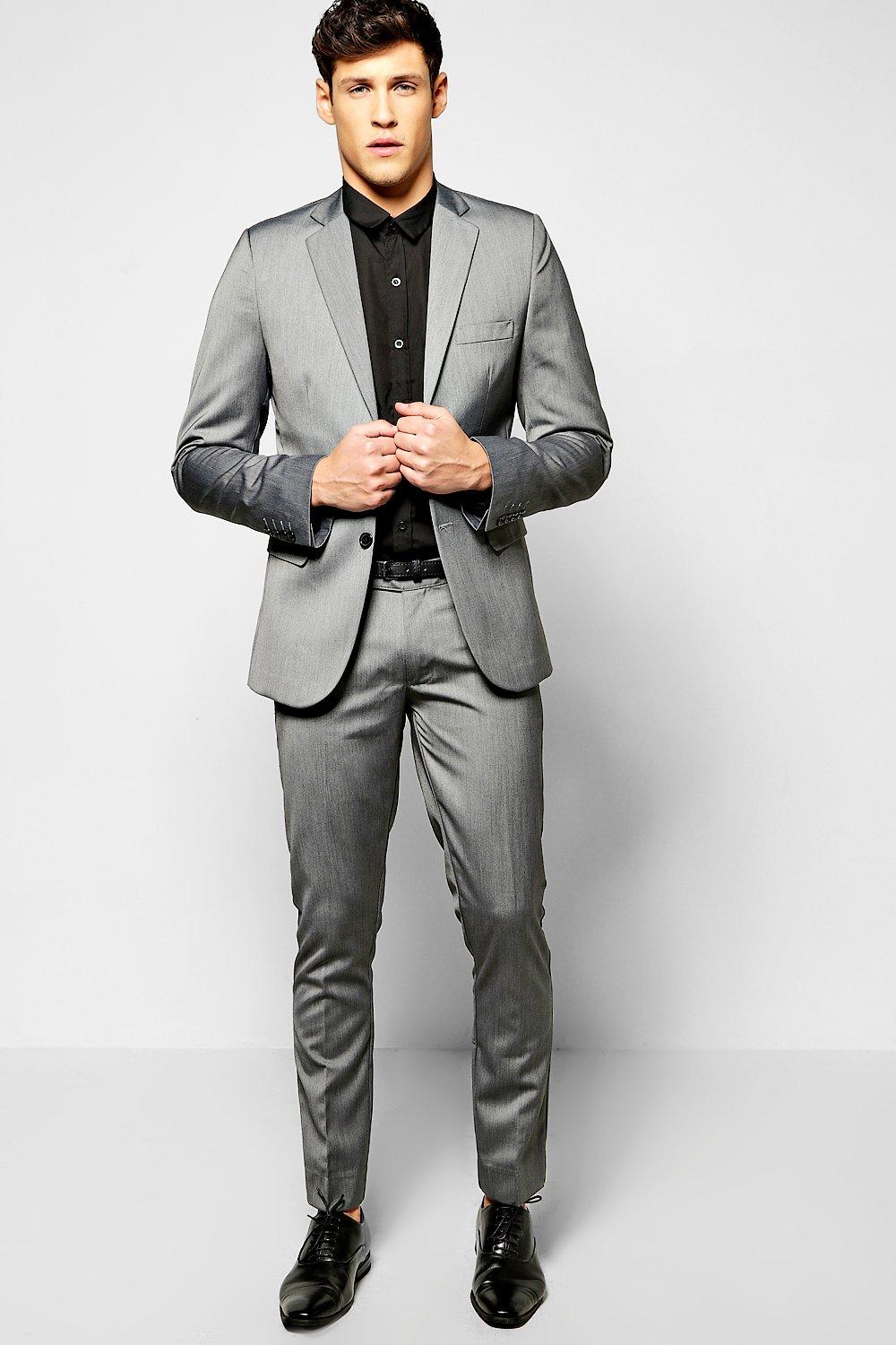 grey skinny suit trousers