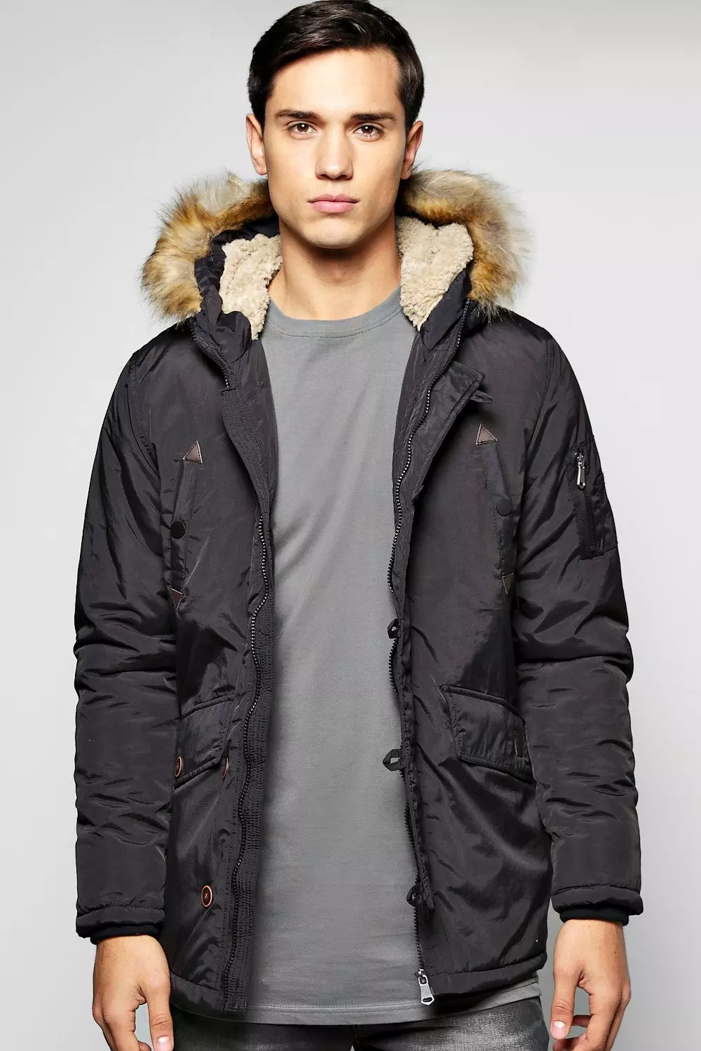 Brave soul parka jacket with faux fur hot sale trim hood