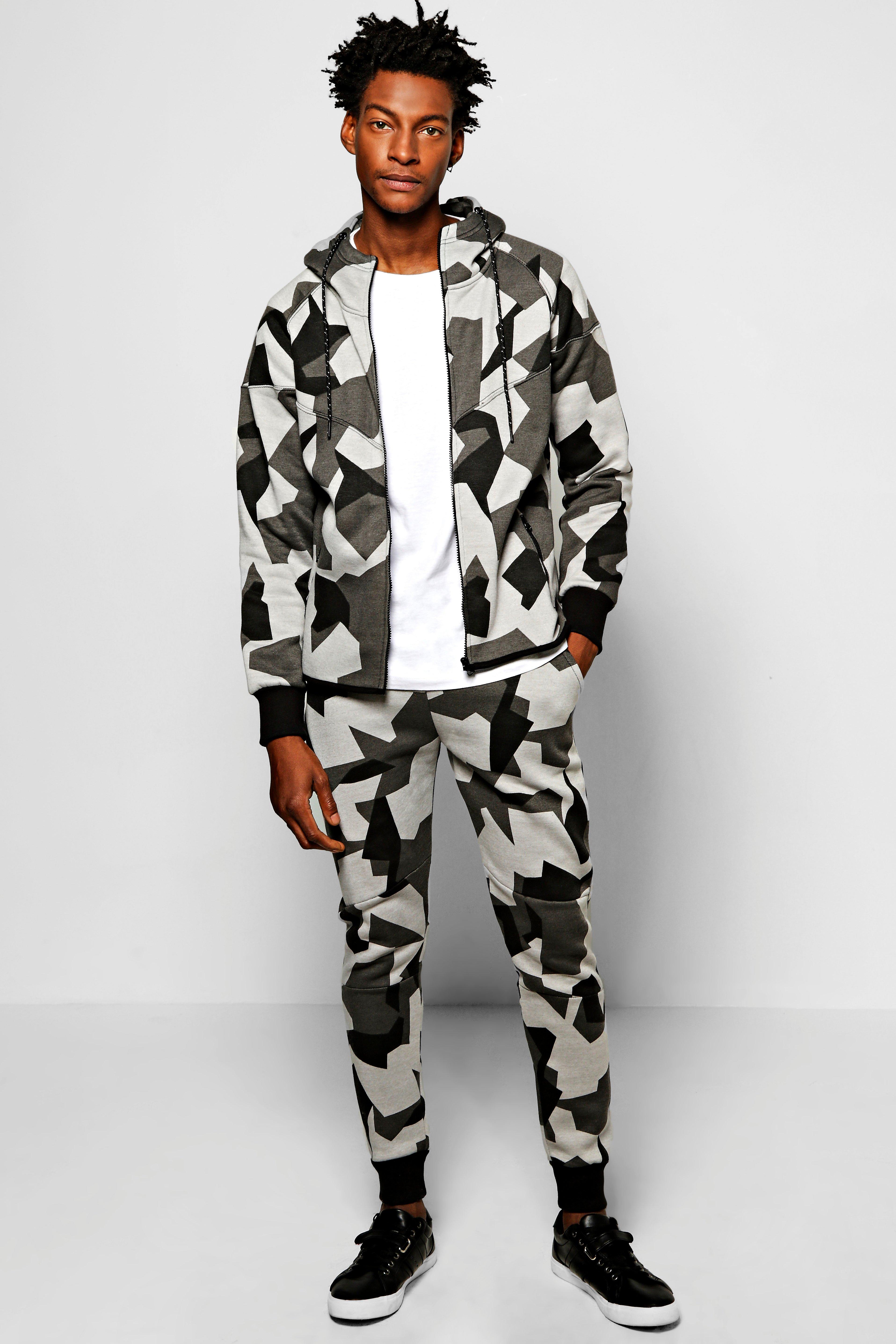 Nike grey 2024 camo tracksuit