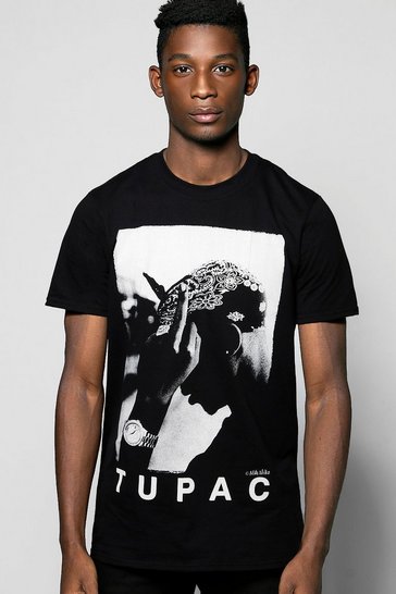 Men's Tupac License T-Shirt | Boohoo UK