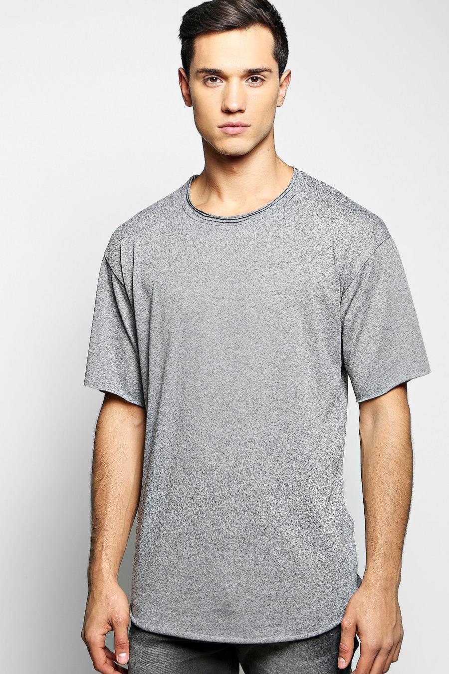 camiseta extragrande elegante con bordes sin costuras, Gris image number 1