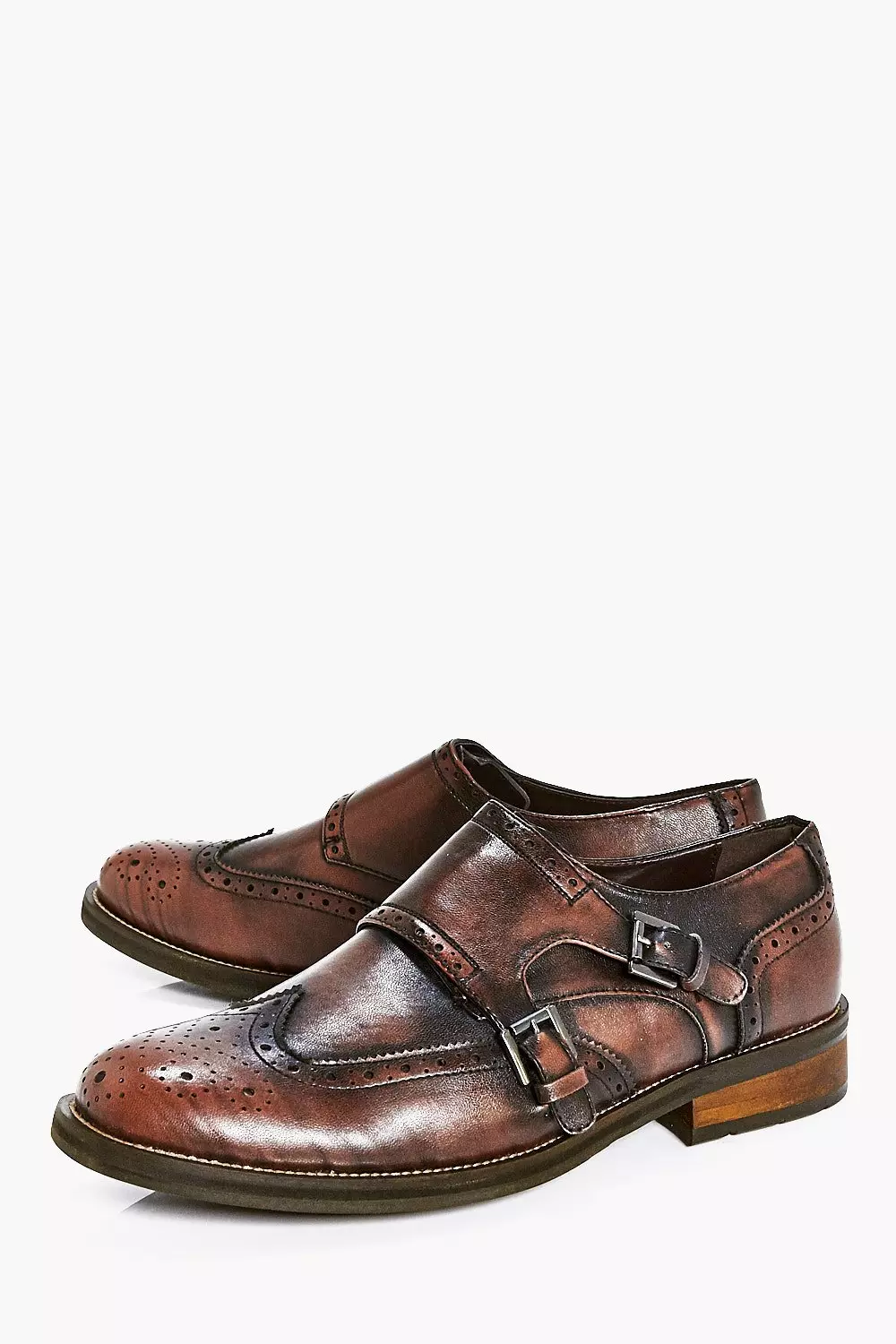 Brown Double Buckle Smart Brogue Shoes alternative image