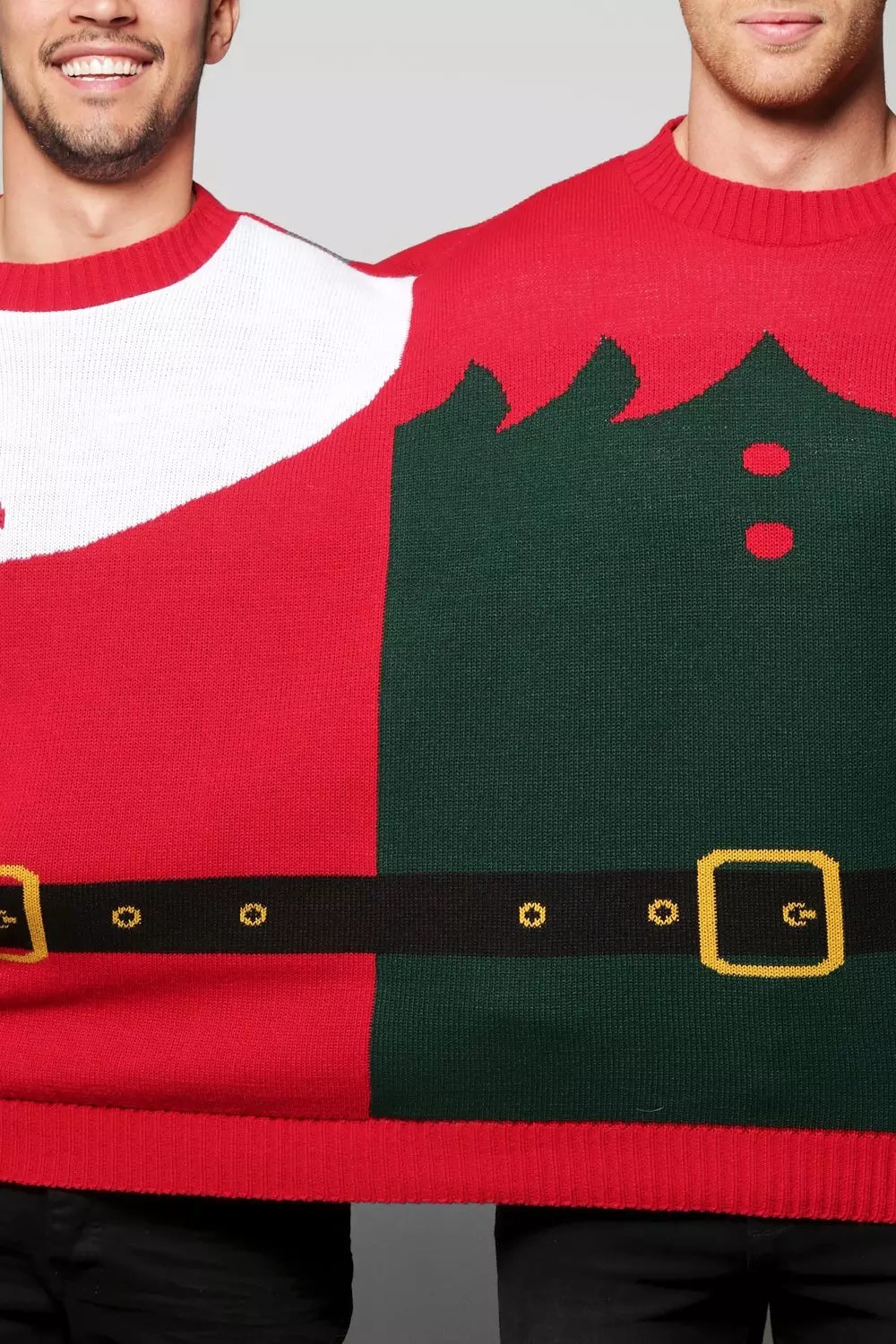 Boohoo santa and elf two 2025 person christmas jumper in multi