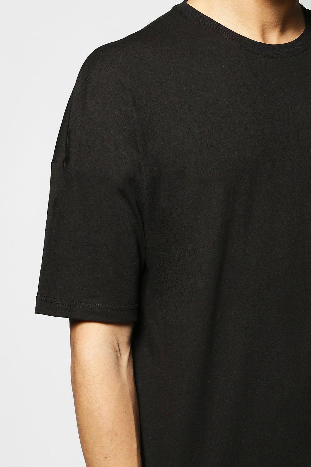 Distressed Drop Shoulder Tee - Oversized Black Cotton Tee – Imaphotic