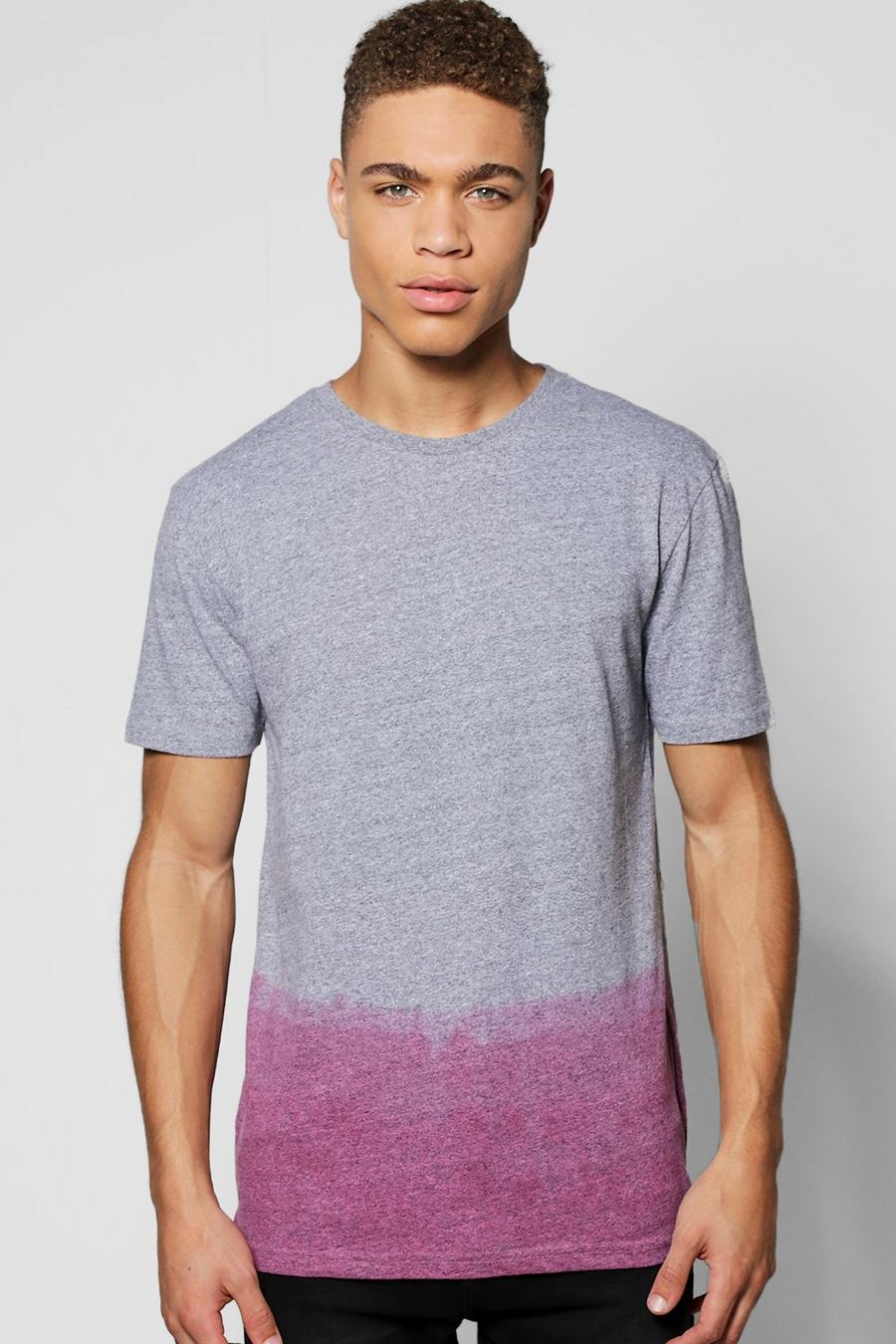 Länger geschnittenes T-Shirt in Batik-Optik mit U-Ausschnitt, Rosa pink image number 1