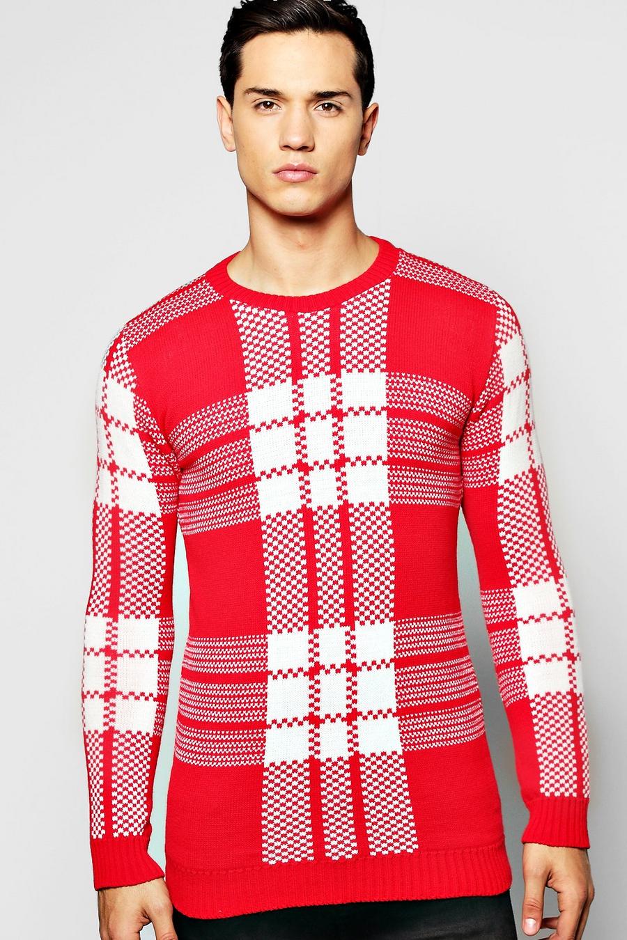 Red Brushed Crew Neck Sweater image number 1