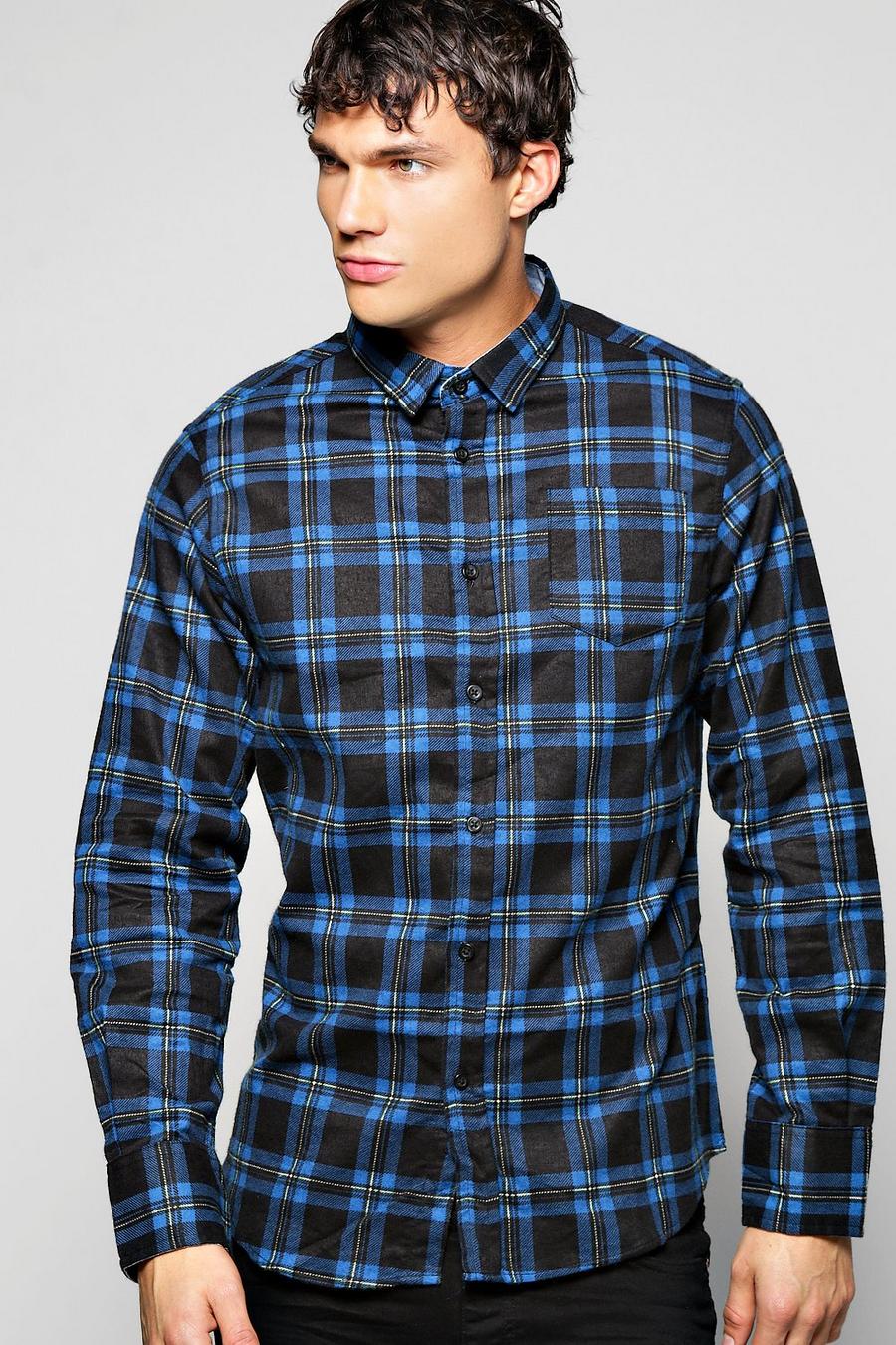 Navy blu oltremare Long Sleeve Check Shirt image number 1