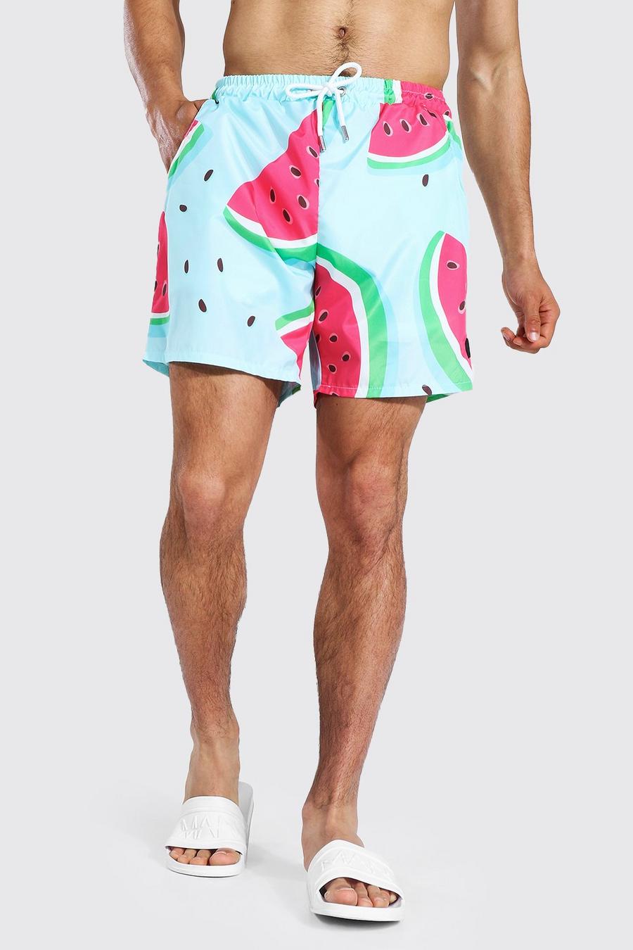 Mint Novelty Watermelon Mid Length Swim Shorts image number 1