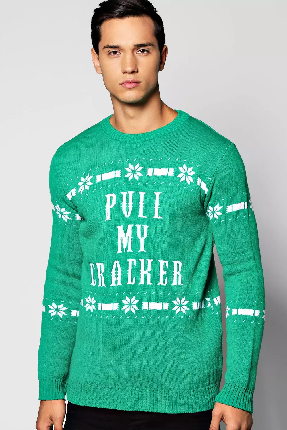 Green Pull My Cracker Christmas Jumper alternative image