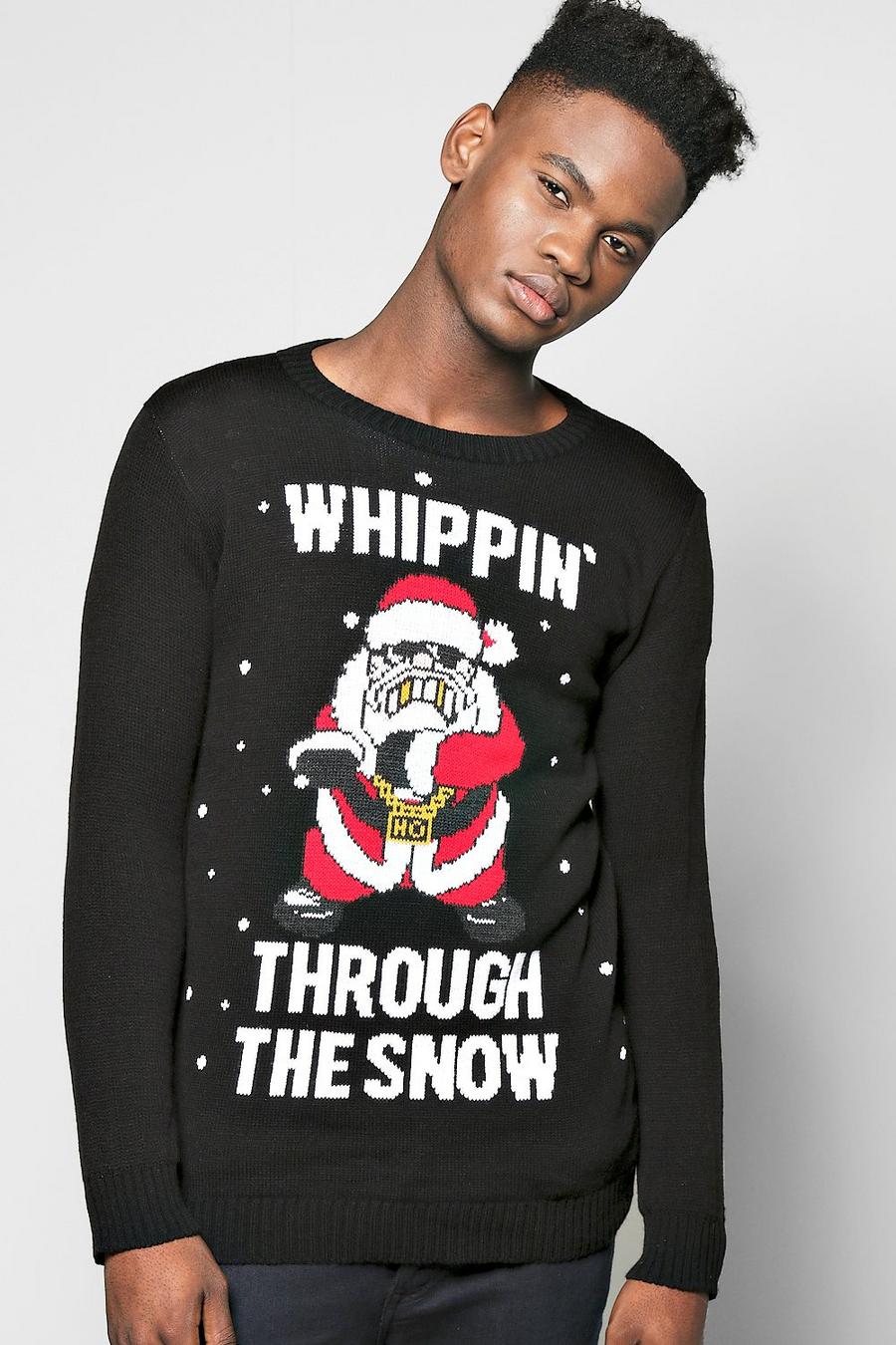 Weihnachtspullover mit „Whippin' through the Snow“-Motiv, Schwarz black image number 1