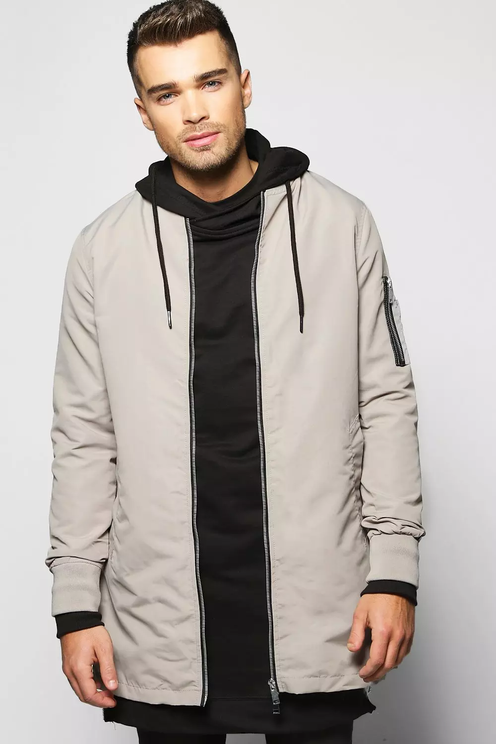 Boohooman cheap longline jacket