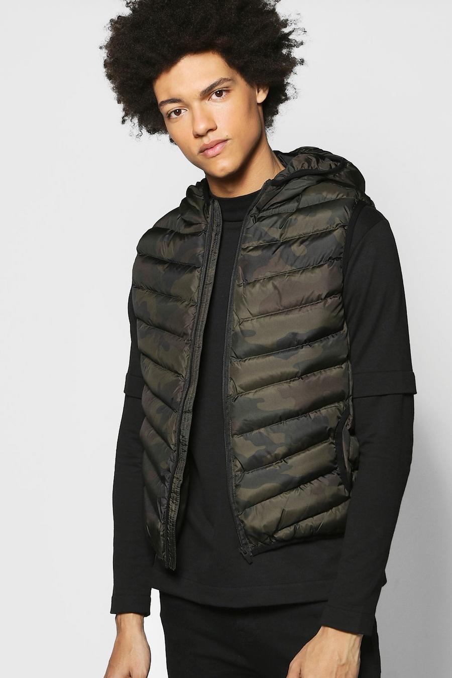 Hooded Camo Padded Gilet image number 1