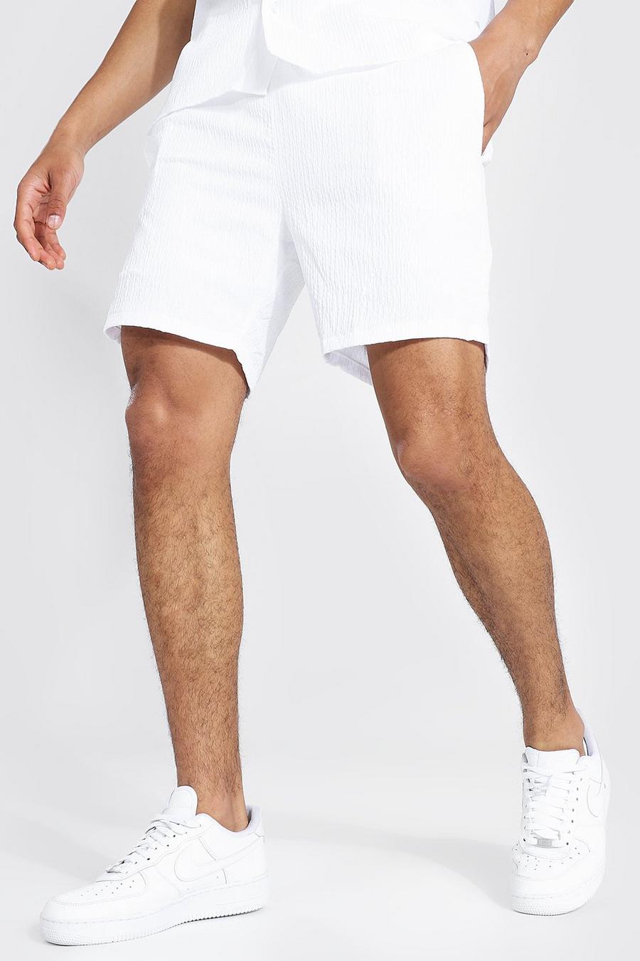 White Relaxed Fit Seersucker Short image number 1
