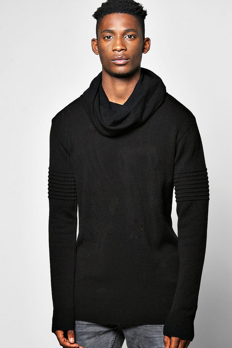 Pullover mit Wasserfallausschnitt, Schwarz image number 1