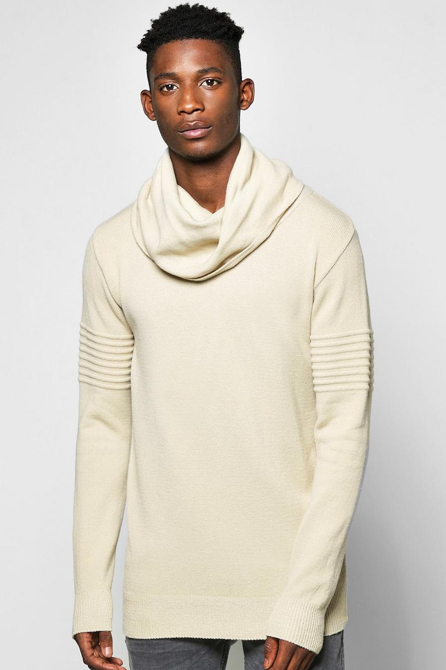Oatmeal Cowl Neck Sweater image number 1