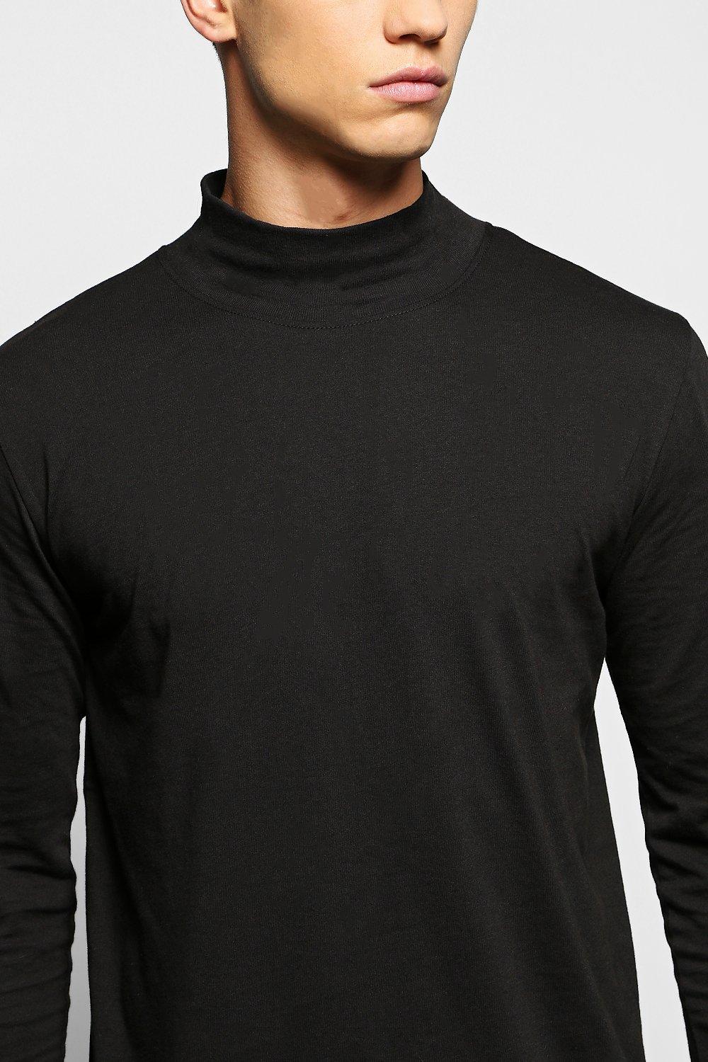 Camiseta de manga larga con cuello alto - Negro