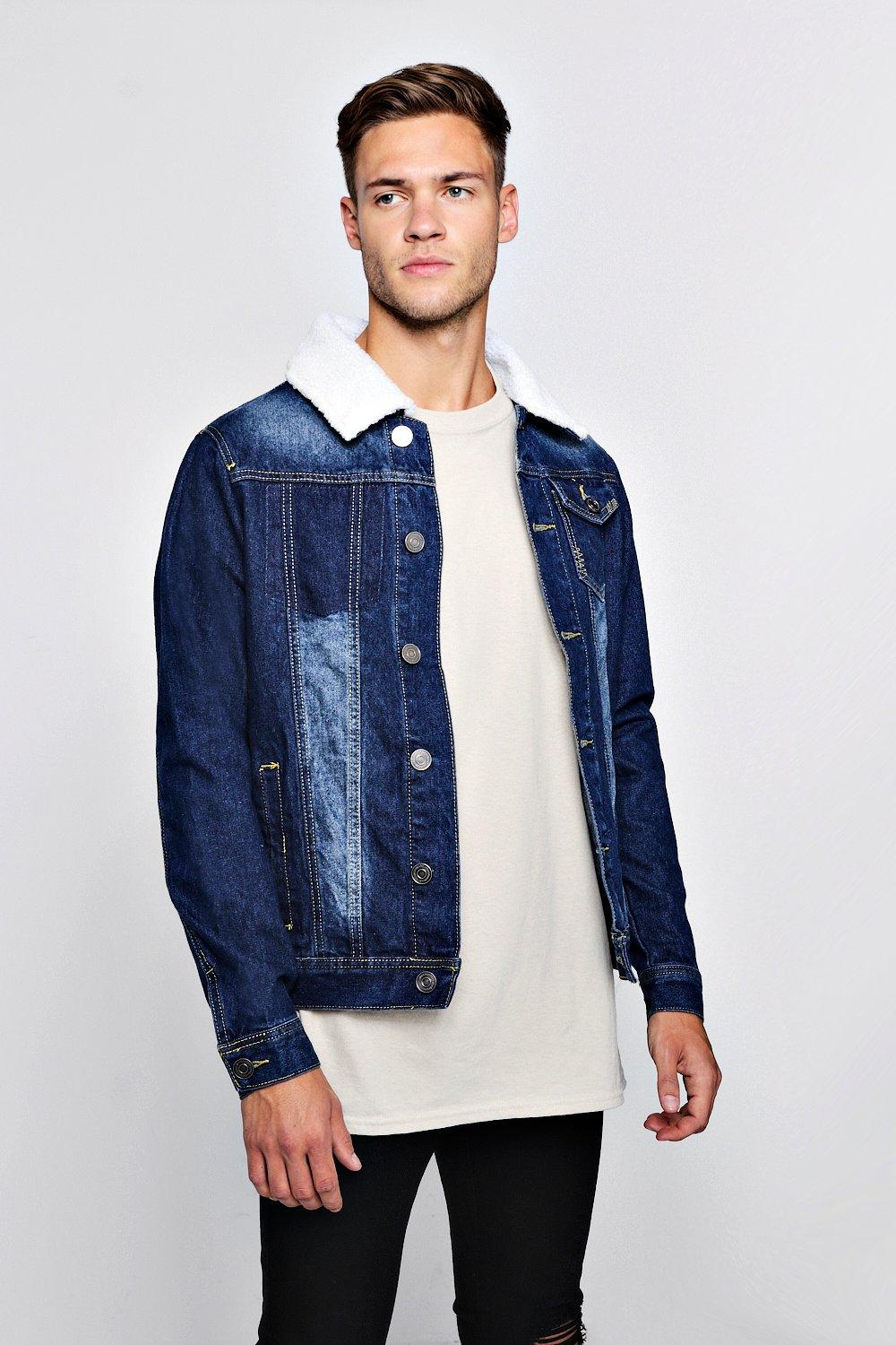 blue denim borg jacket