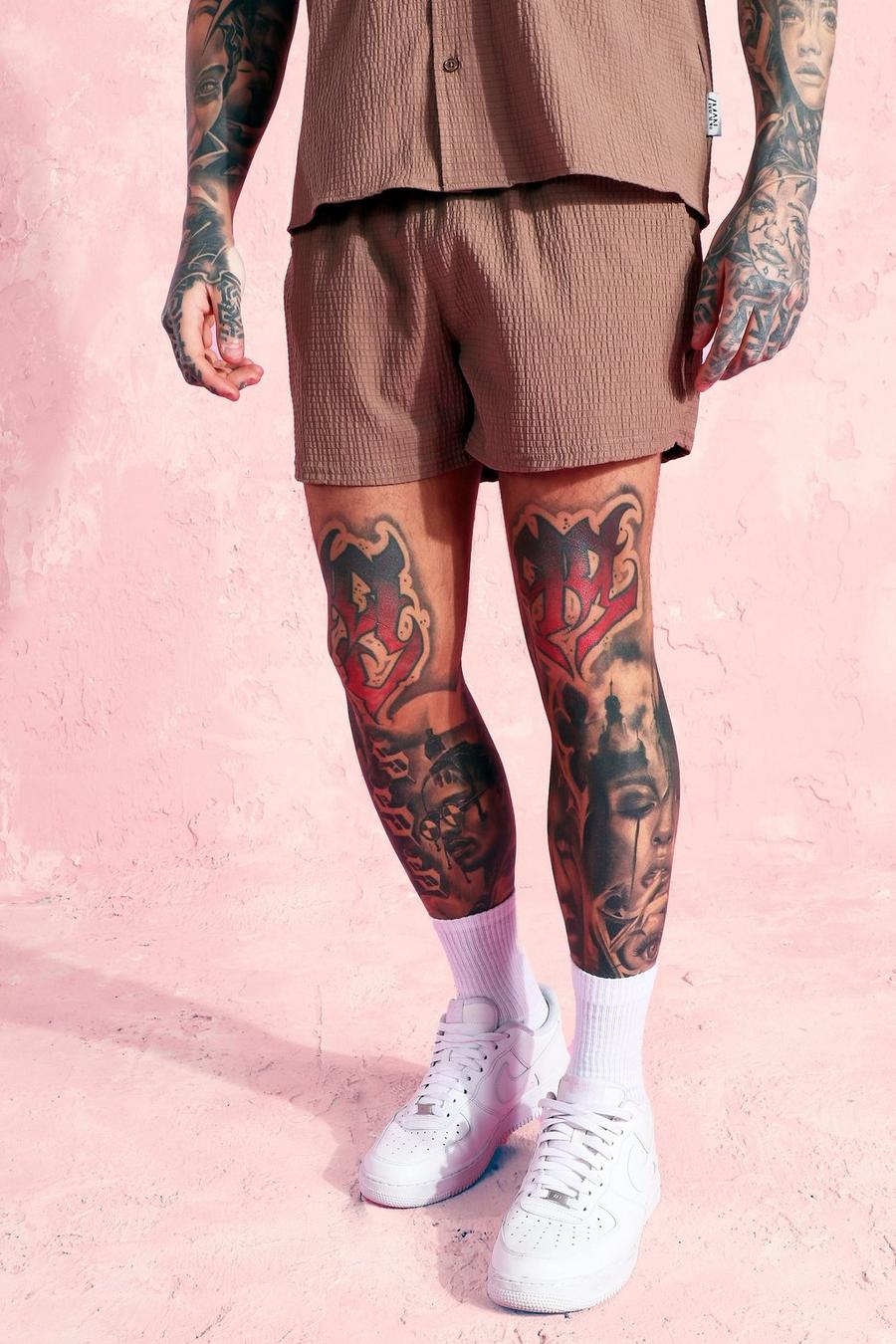 Pantalones cortos holgados de sirsaca, Marrón image number 1
