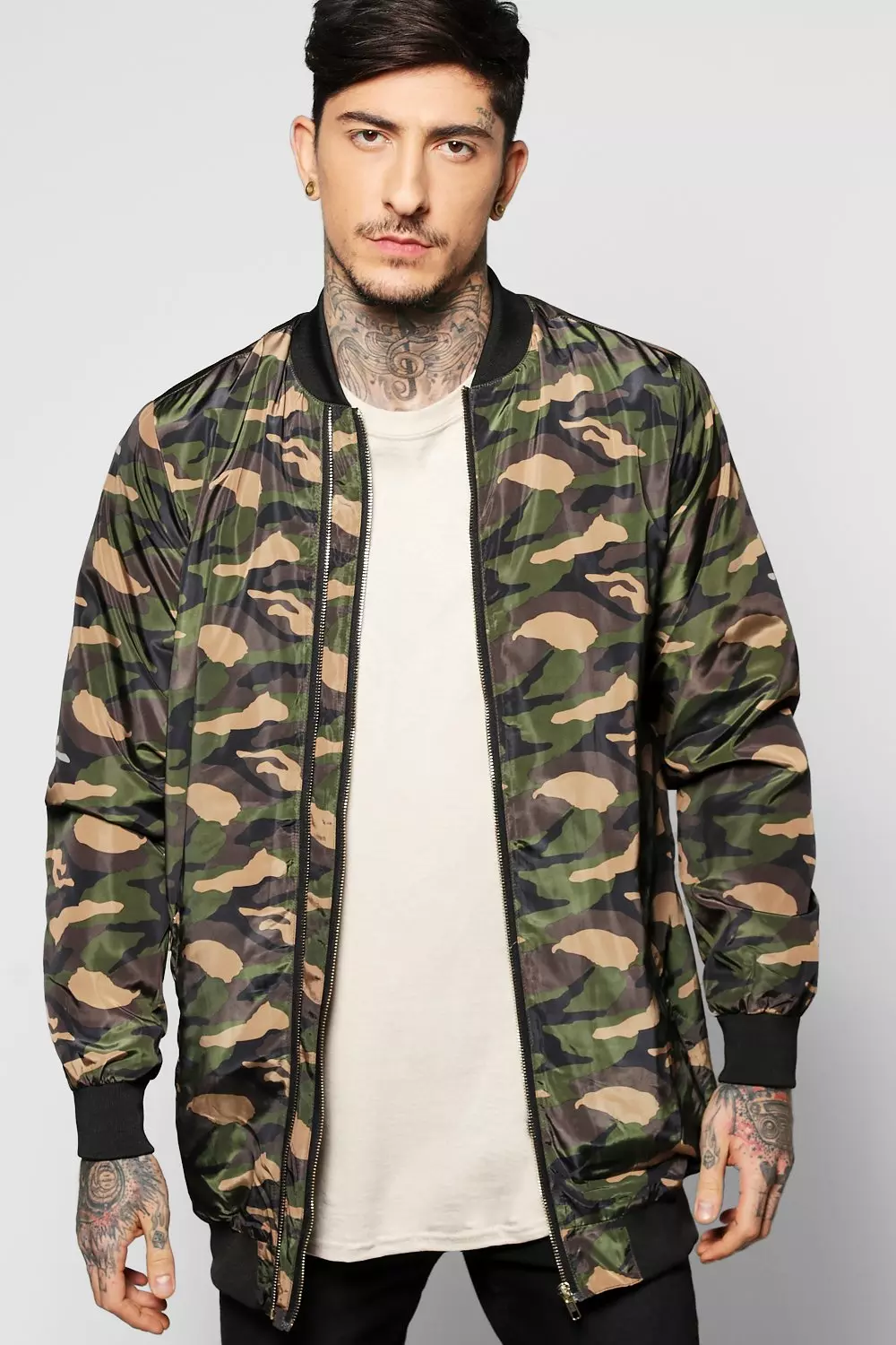 Longline camo hot sale jacket mens