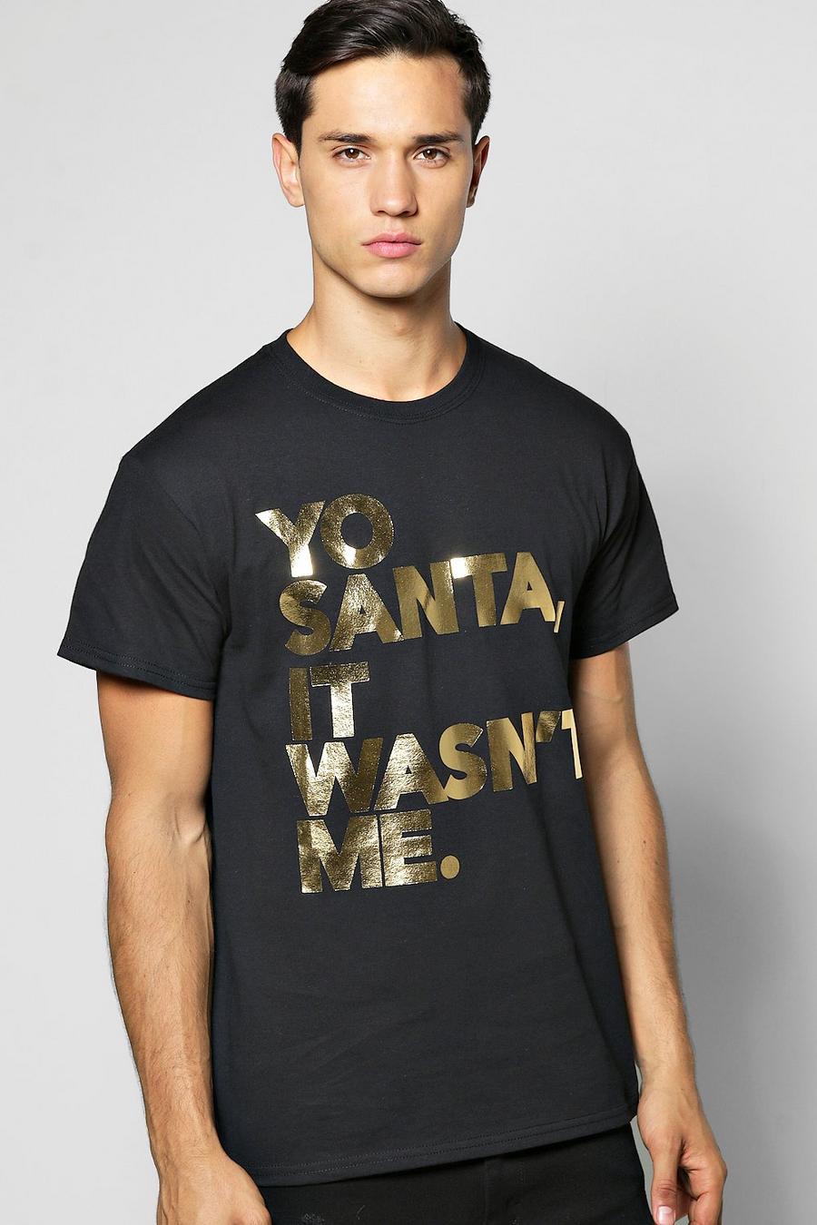 t-shirt imprimé yo santa xmas foil, Noir schwarz image number 1