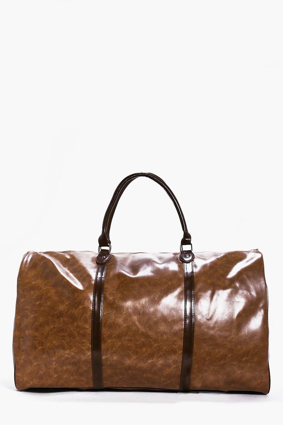 Brown Oversized PU Weekend Travel Bag image number 1
