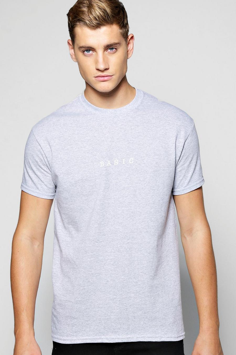 Schlichtes T-Shirt mit Slogan-Print, Grau gris image number 1