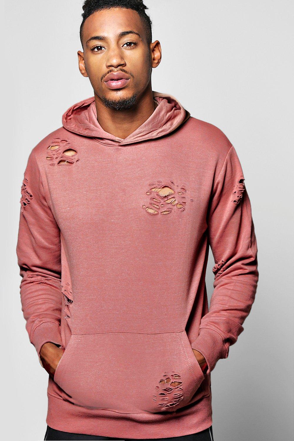 pink distressed hoodie