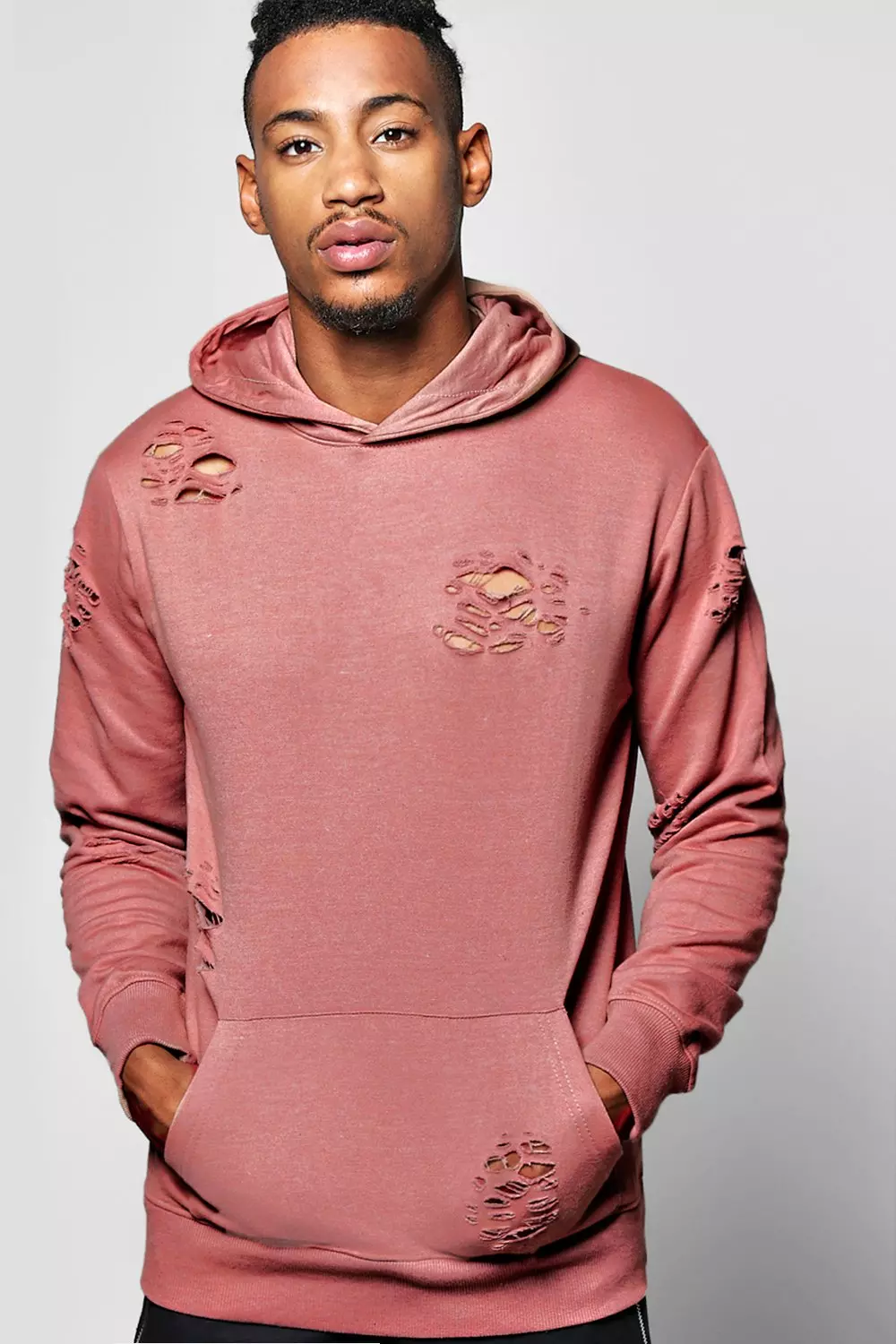 Pink distressed clearance hoodie