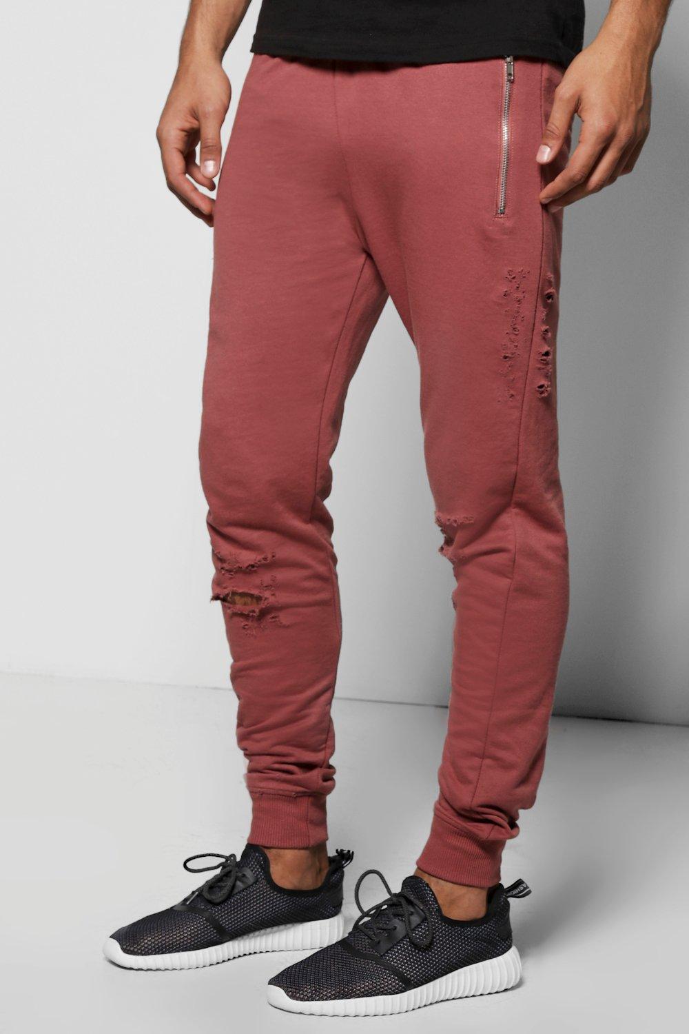 Distressed Joggers - Pink